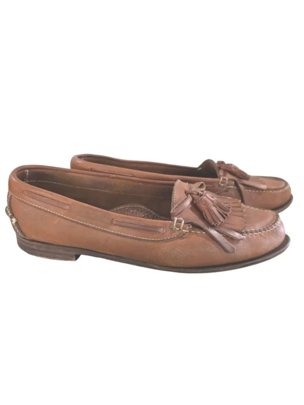 Cole Haan Country Mens Brown Leather Tassel Loafers Custom Made USA
